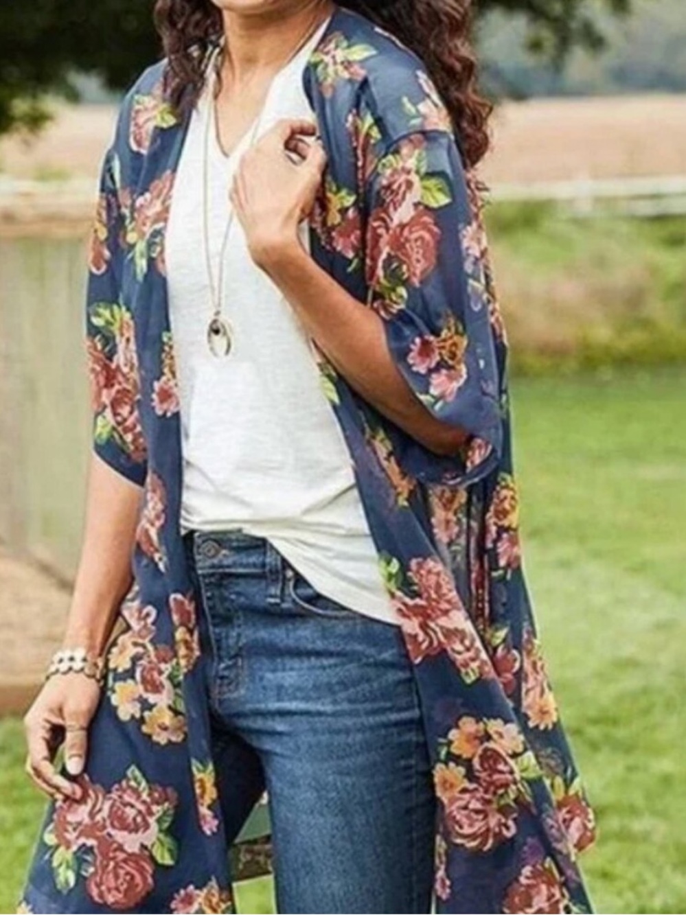 Matilda Jane Navy Floral Open-Front Kimono M/L
